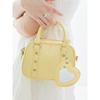 Heart Mirror Buckle Mini Tote Crossbody Bag [Yellow]