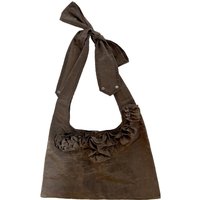NYLON FLOWER HOBO CROSS BAG [MOCHA]