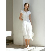 LILIANA Puff Sleeve Embroidery Dress [White]