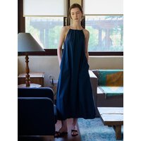 String Cotton Dress [Navy]