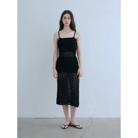 crochet sleeveless knit dress [black]