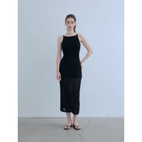 glam halter skashi knit dress [black]