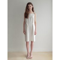 Linen Sleeveless One-piece Dress [WHITE]