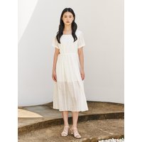 Cotton Eyelet Lace Short Sleeve Dress VKOAD