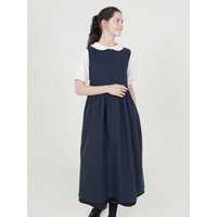 Apron Linen Dress [Navy] SNV