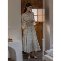 DA French v-neck long dress [WHITE]