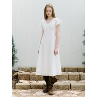 FLARE SLEEVE LONG MINI DRESS [WHITE]