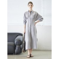 LINEN SHIRT DRESS [GRAY]