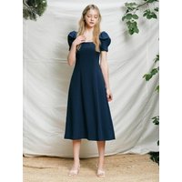 Lise Ribbon Puff Squareneck Dress [Mute Green]