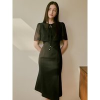 Allison Chiffon Cape Midi Dress color