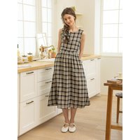 DD Contrast Check Dress [GREEN]