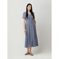 Terry Print Button Down One-Piece Dress SAOPNY [Navy]