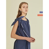 Diagonal Line Volume Dress Blue