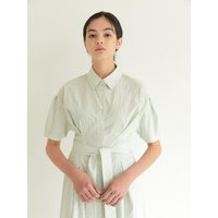 Tucked Collar Dress Light Green Stripe