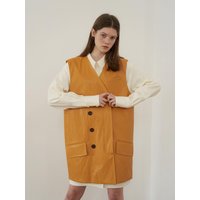 Leather Vest Dress Mustard
