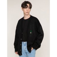 Drawing Cactus Embroidery Cardigan Black