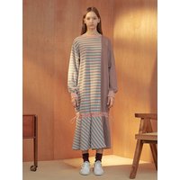 Stripe Pattern Combi Jersey Dress