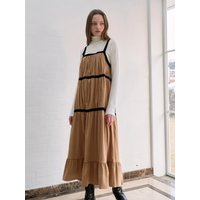 Velvet Can Can Bustier Dress Beige