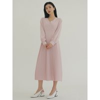 KACK Wrap Pleated Dress Light Pink
