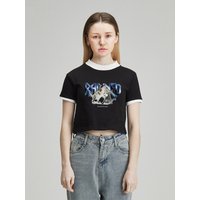 CAT PUNCHING BLACK CROP TOP