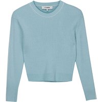 Color Tipping Knit Crop Top Lupin Blue