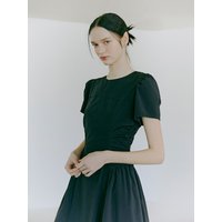 Side Shirring Dress Black