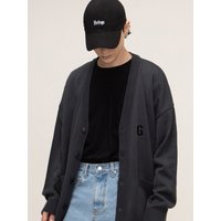 Unisex G Logo Flocking Knit Cardigan Charcoal