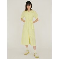 FJD Pattern Sleeve Shirring Dress Yellow