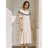 Niya Cape Collar V Neck Dress