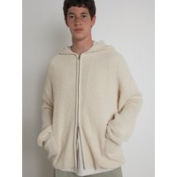 Boucle Hooded Zip-up Cardigan Light Beige