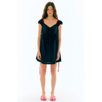 Line Colour Matching Volume Dress Navy