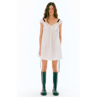 Line Colour Matching Volume Dress White