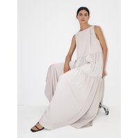 Tiered Draping Maxi Dress Light Grey