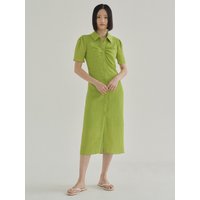 FJD Front Shirring Dress Light Green