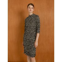 Francaise. Dot Tie-Back Natural Pleated Dress