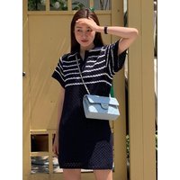 Stripe Crochet Knit Dress