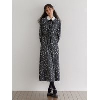 White Collar Floral Maxi Dress