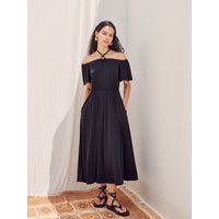 Ring Halter-neck Off-shoulder Dress