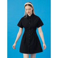 Slim Basic Short Sleeve Black Mini Dress