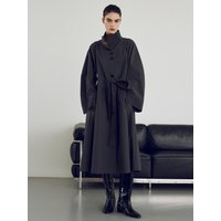 Cotton High Neck Belted Trench Dress