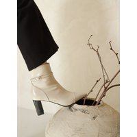 Belt Ankle Boots Cream Beige