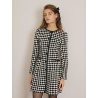 Houndstooth Tweed Dress _ White