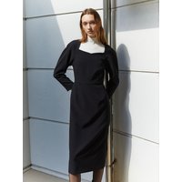 Diamond Neck Midi Dress _ Black