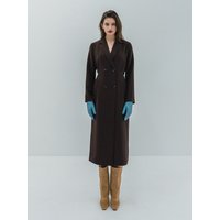 Double Button Pocket Coat Dress _ Brown