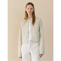 Faux Leather Biker Jacket _ Beige