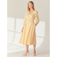 ELLIE V-Neck Shirred Shirt Dress Butter