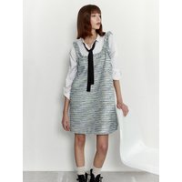 Tweed Sleeveless Dress Blue