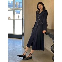 Double Button Pleated Dress