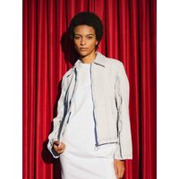 Zip-Up Denim Jacket _ Stripe