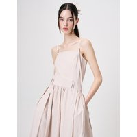 Slip Shirring Pleated Dress, Rose Pink
